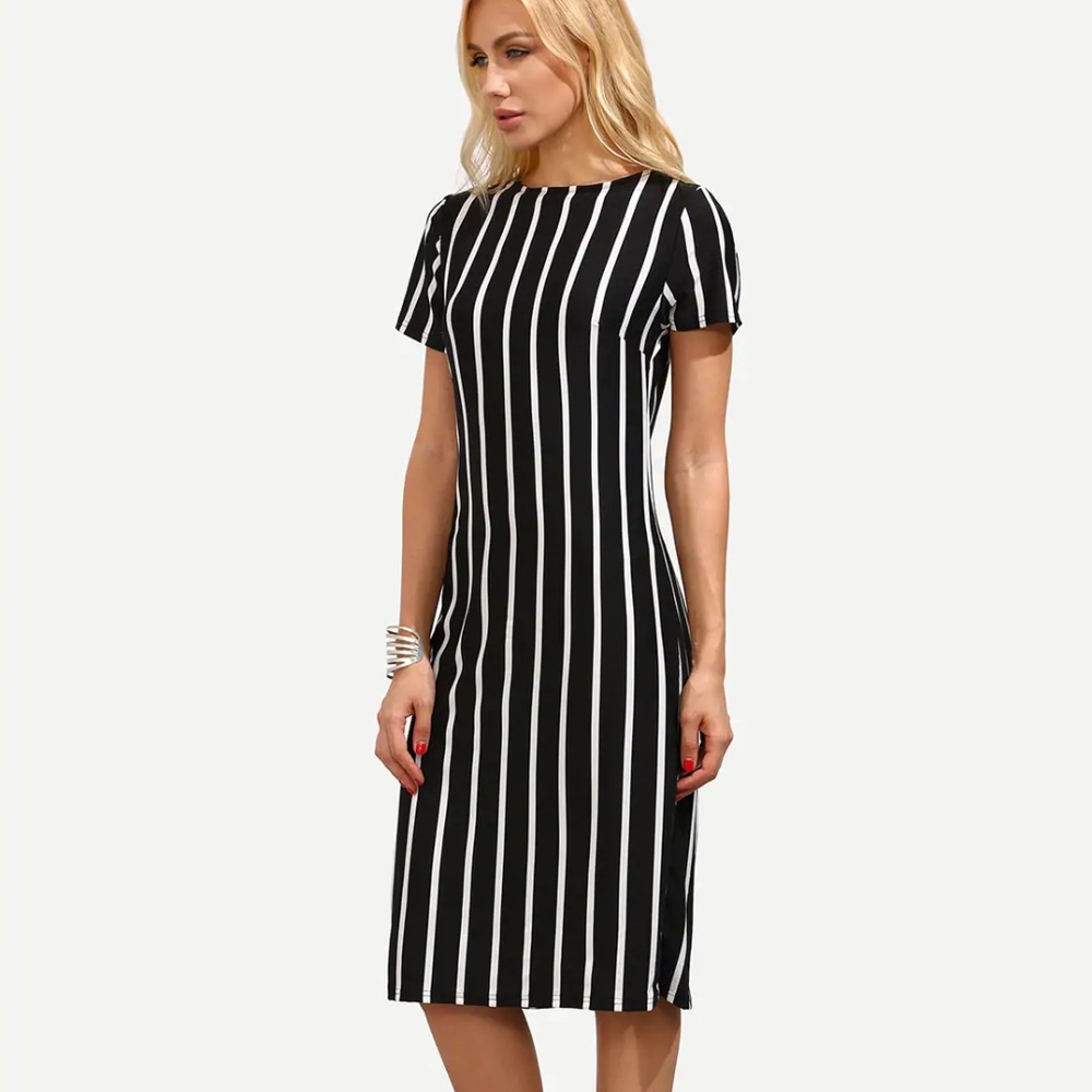 VERTICAL STRIPED SKINNY DRESS